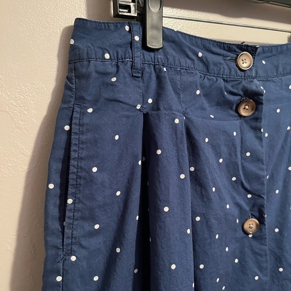Lands End Blue and White Polka Dot Button-Front Midi Skirt - Picture 4 of 12